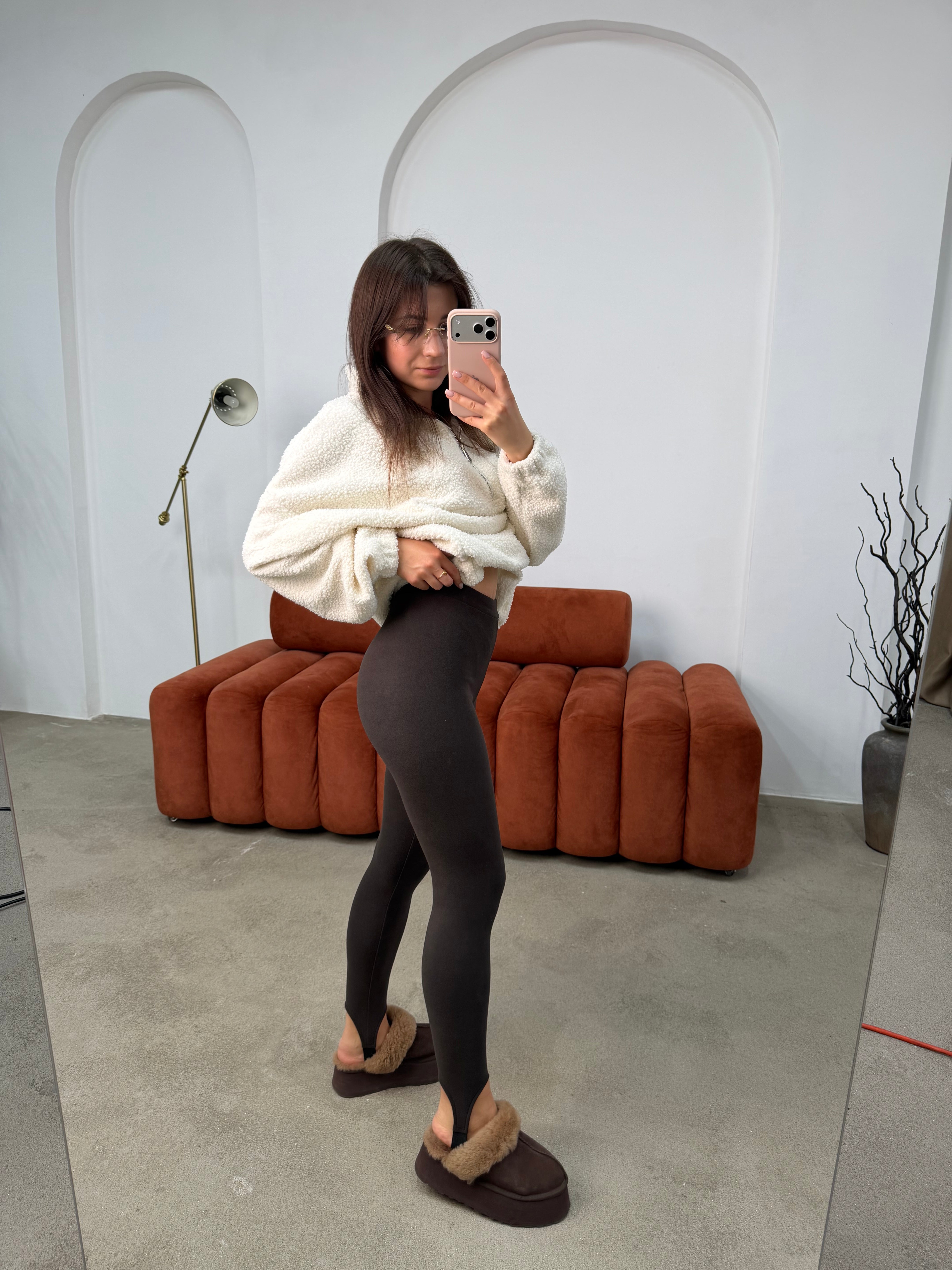 Теплі лосини зі штрипкою шоколад