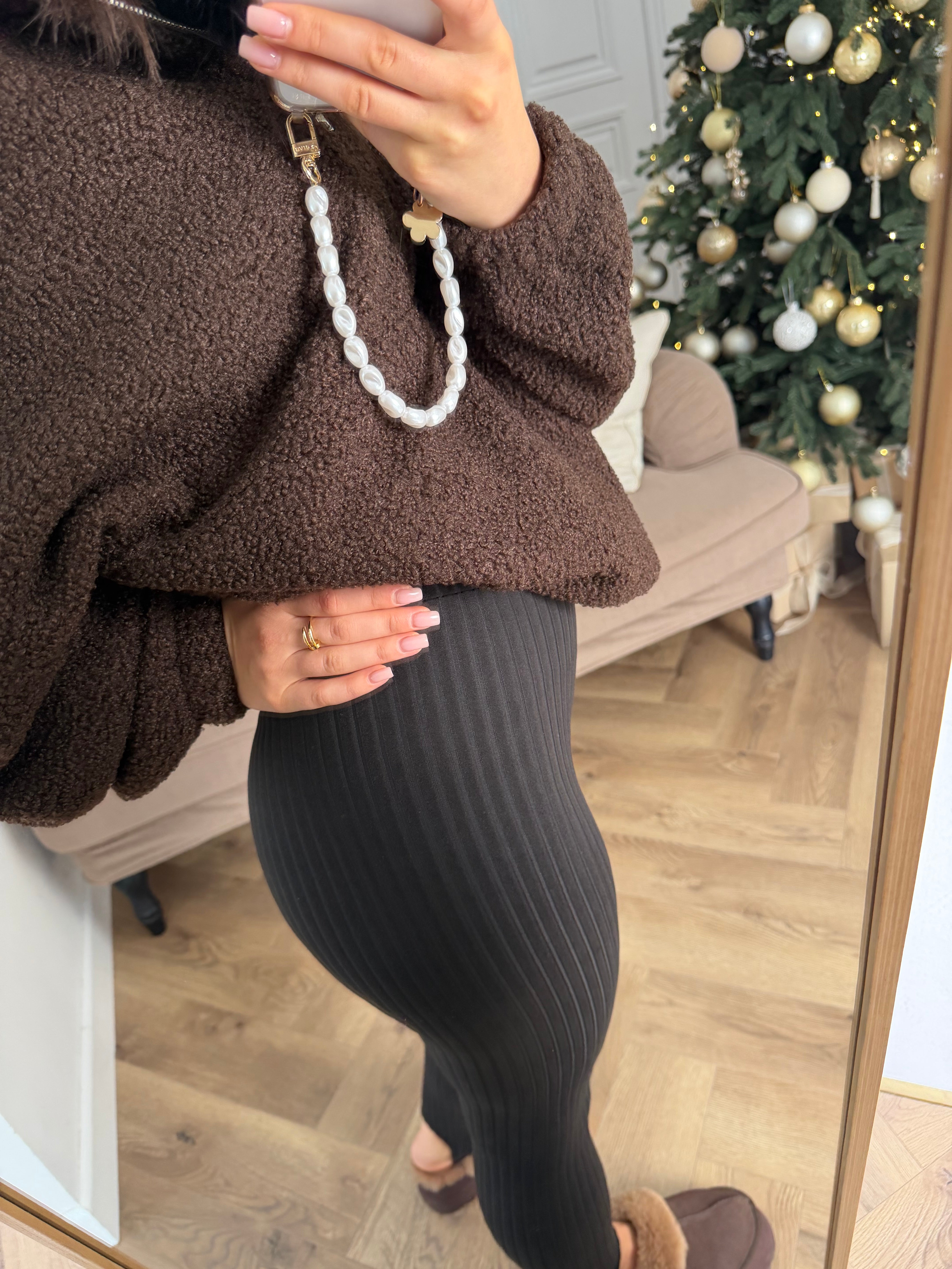 Теплі лосини в рубчик зі штрипкою чорний