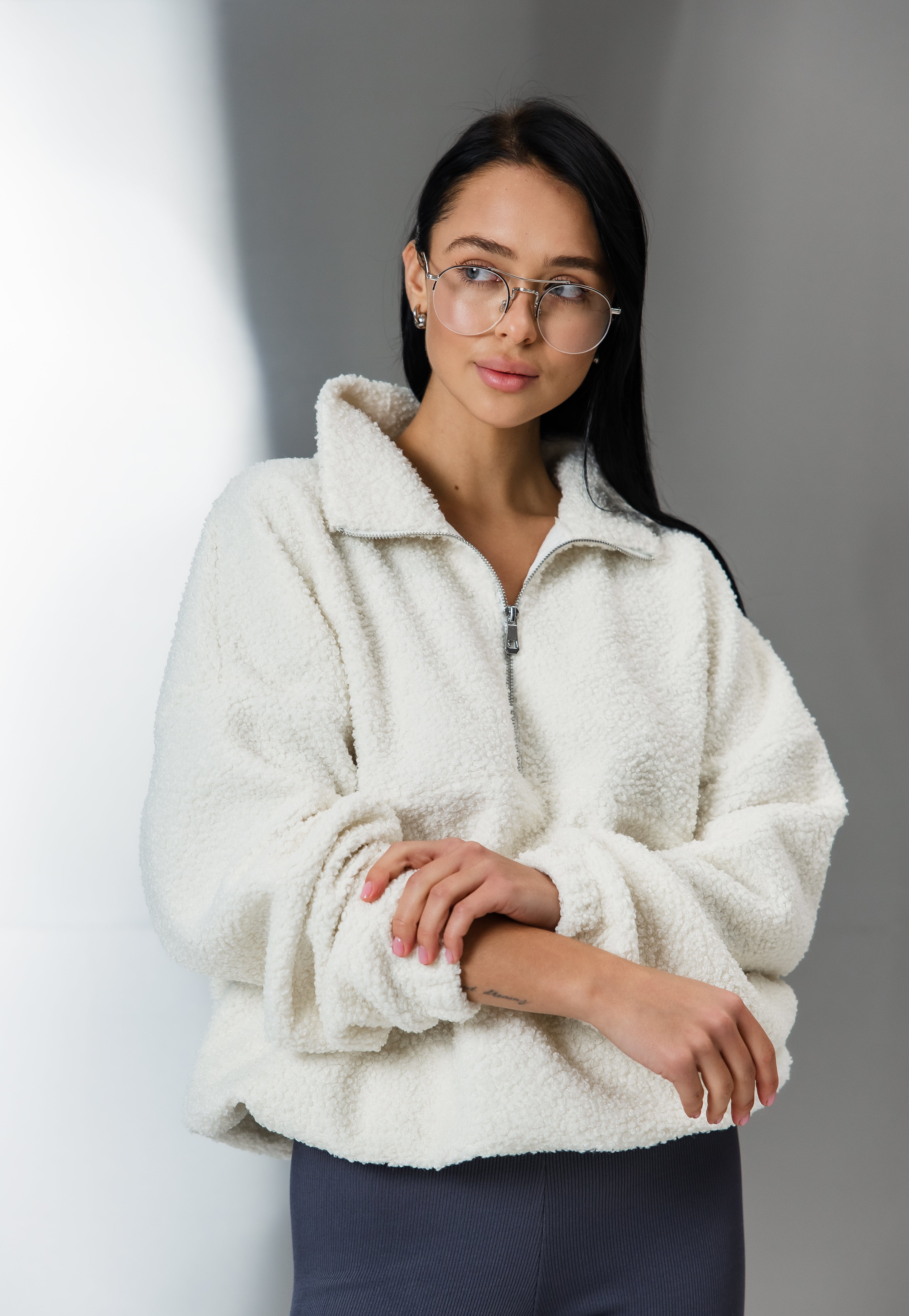 Флісова тедді-кофта молочний