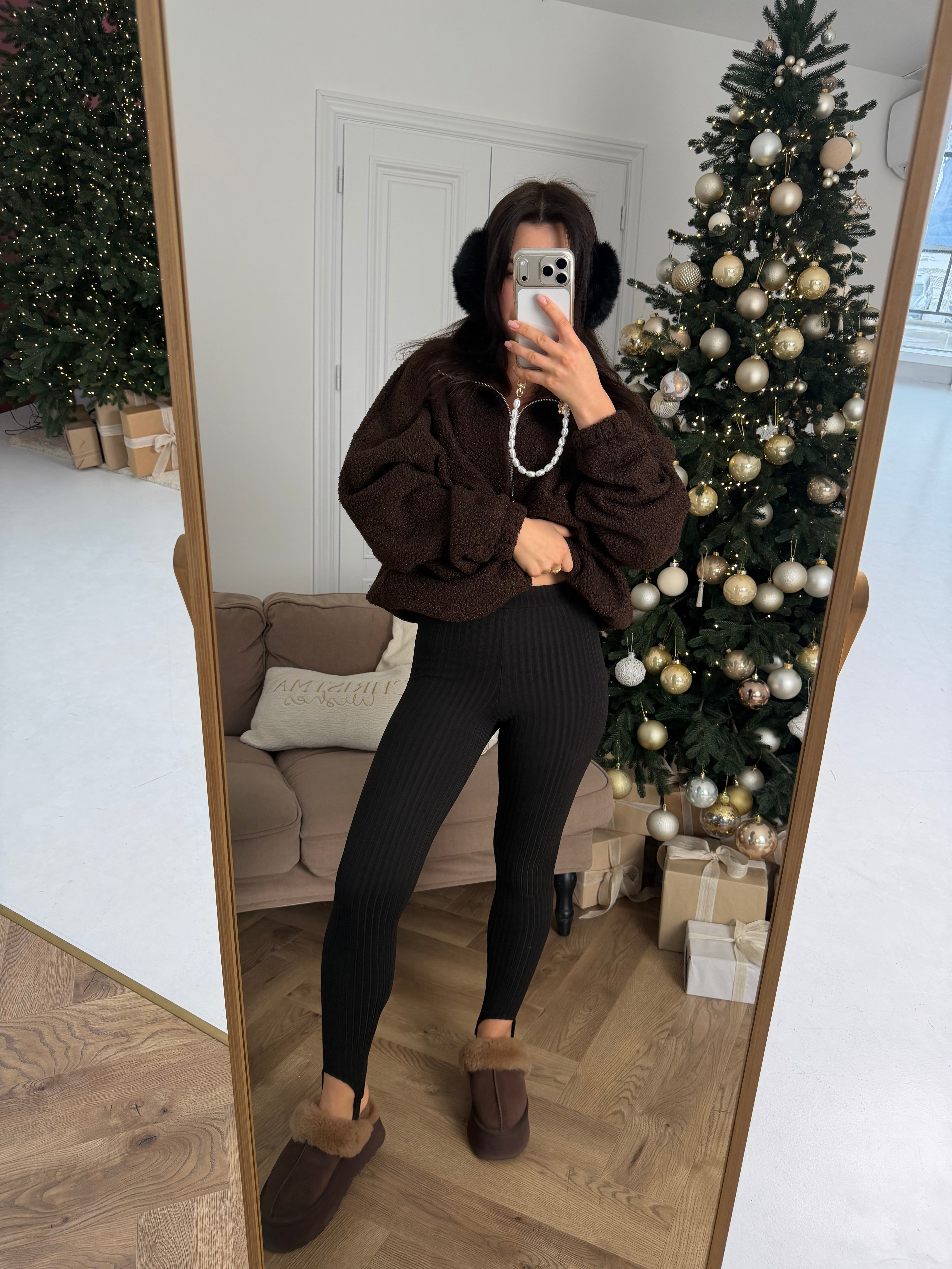 Теплі лосини в рубчик зі штрипкою чорний