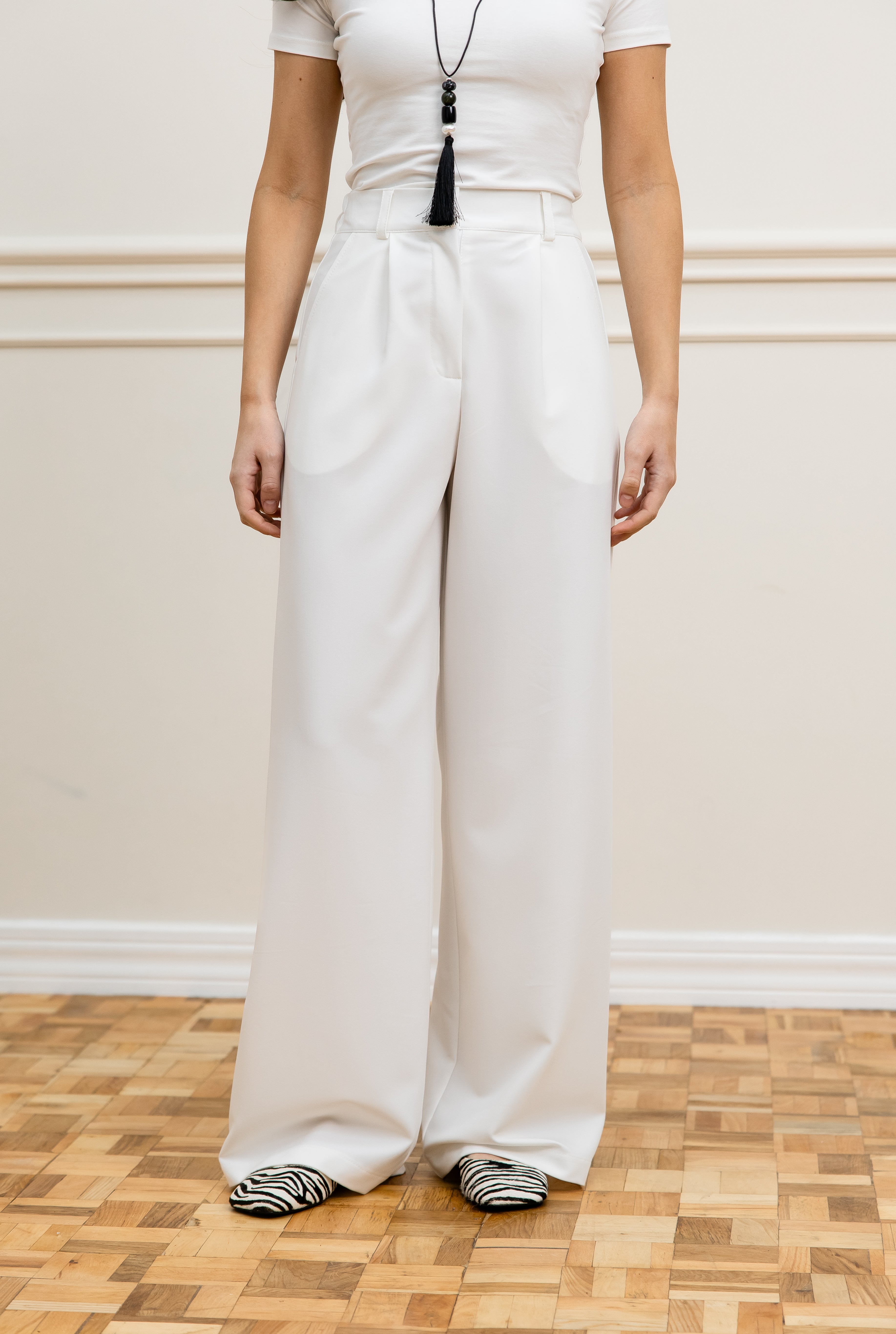 Класичні брюки-палаццо молочний