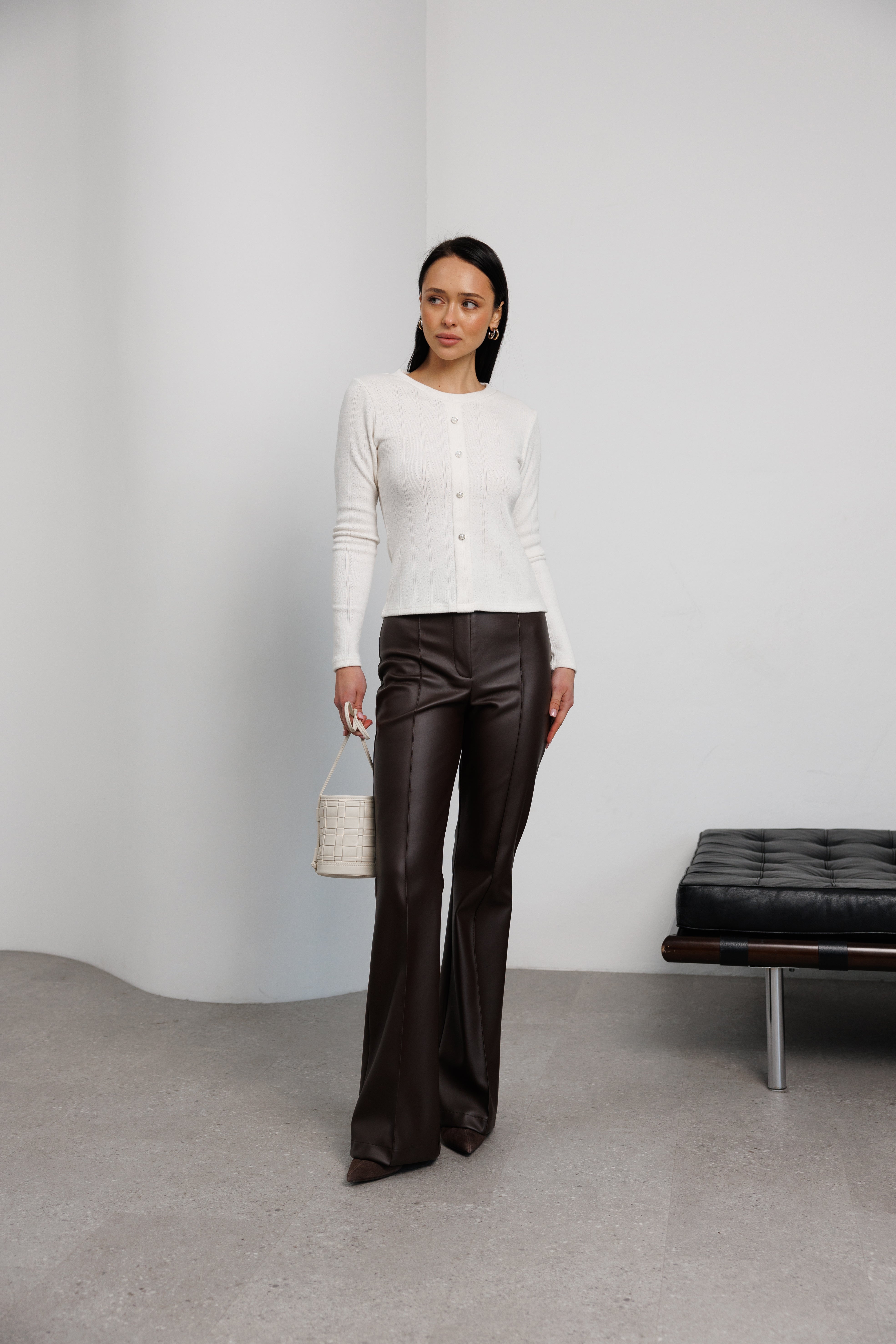 Штани з еко-шкіри шоколад