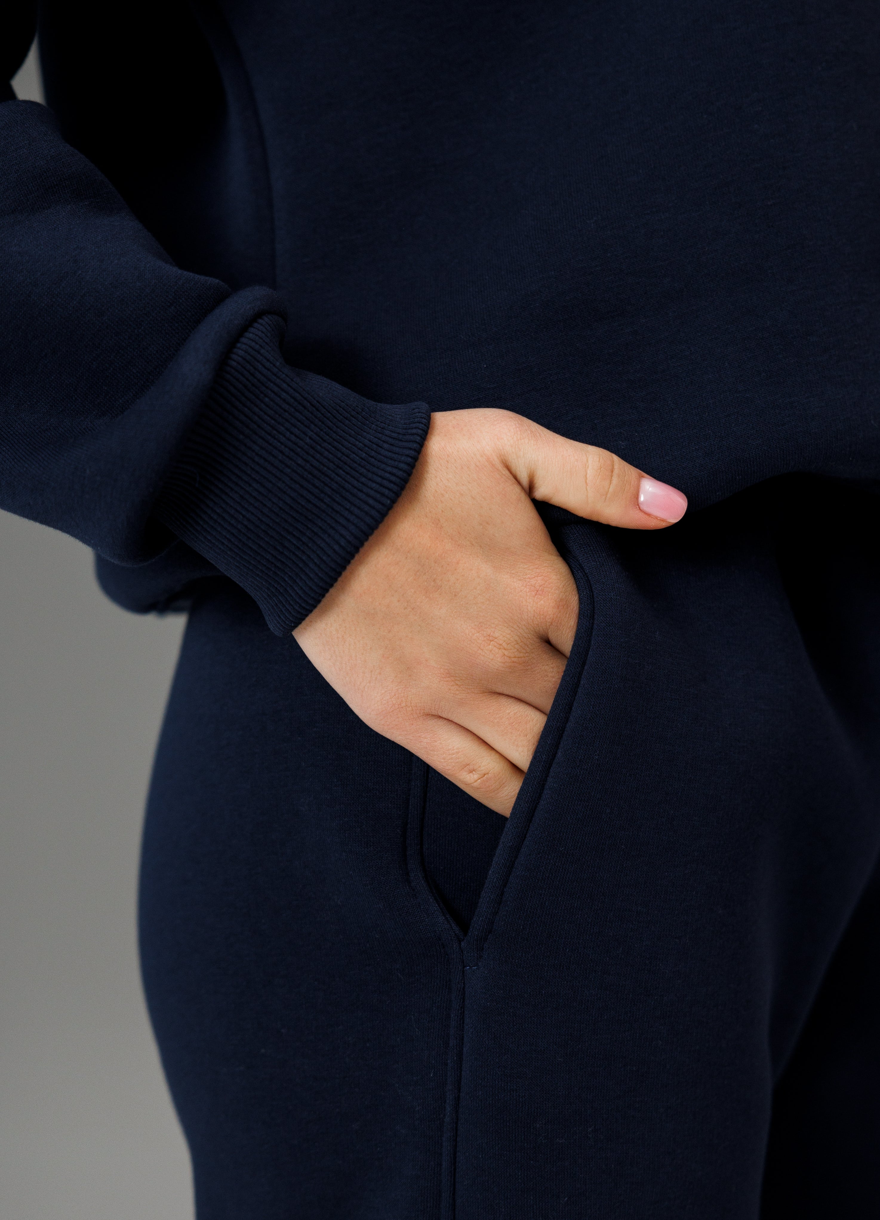 Теплий костюм худі + палаццо/джогери синій