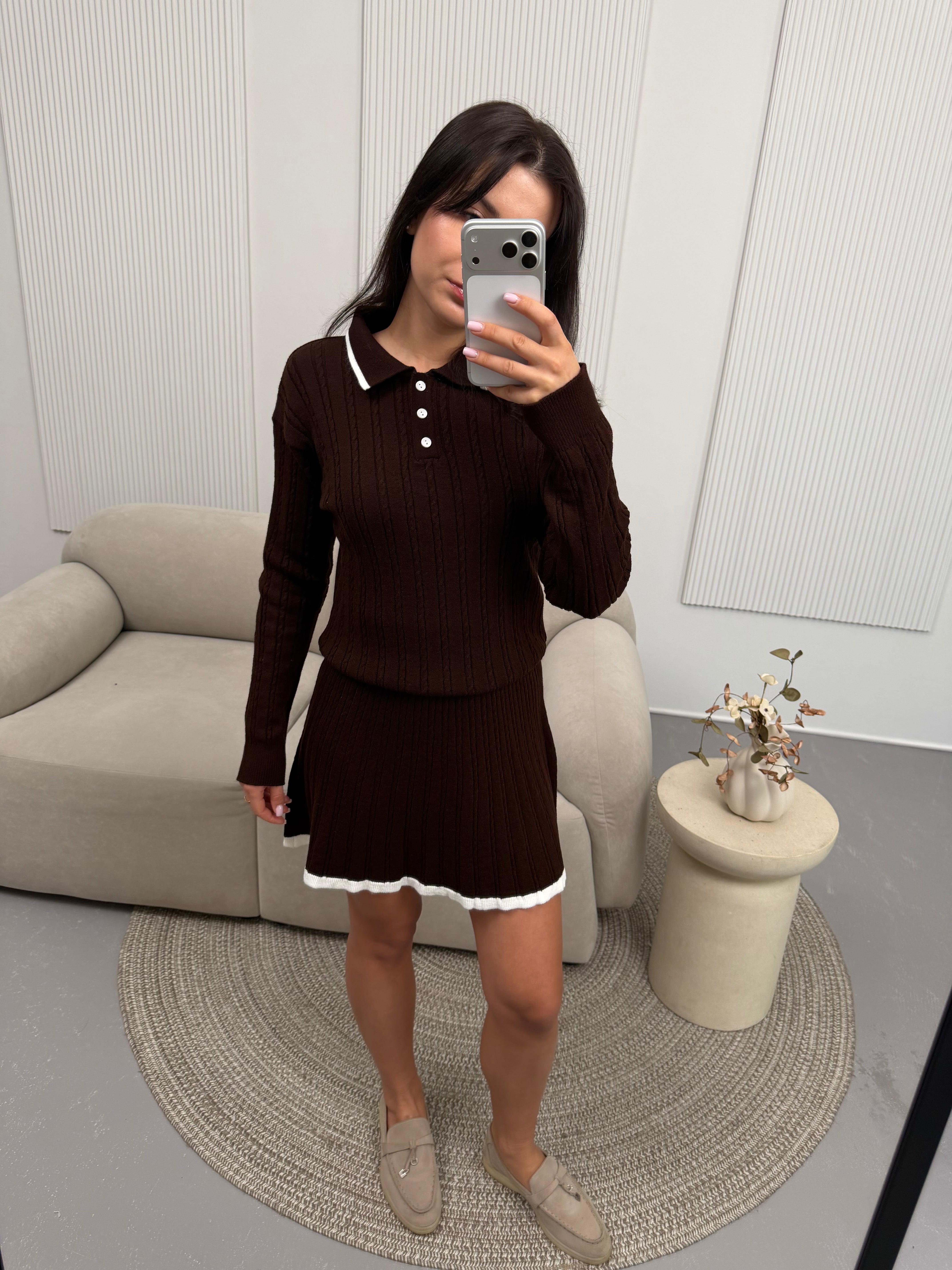 Костюм поло + спідничка шоколад
