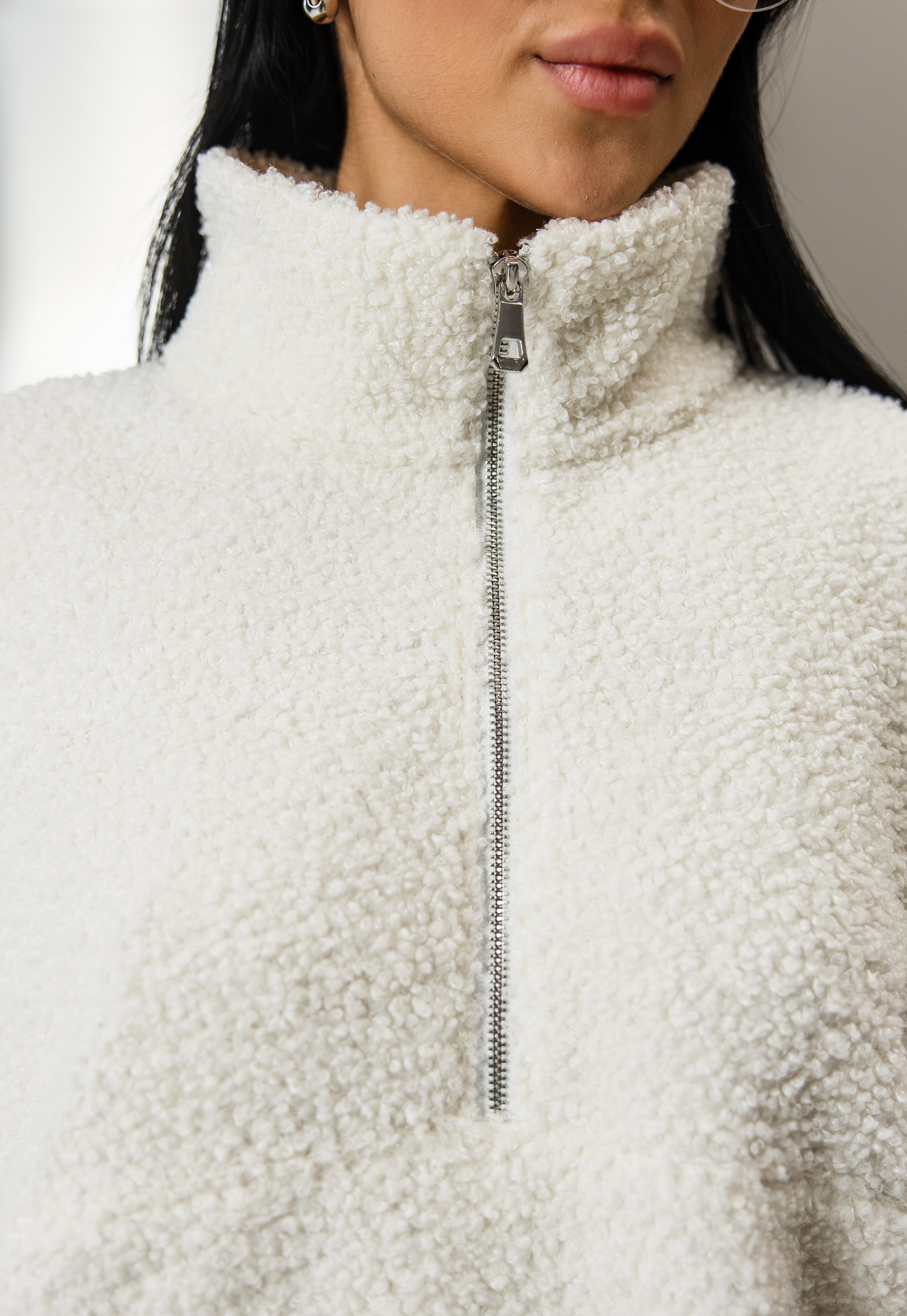 Флісова тедді-кофта молочний