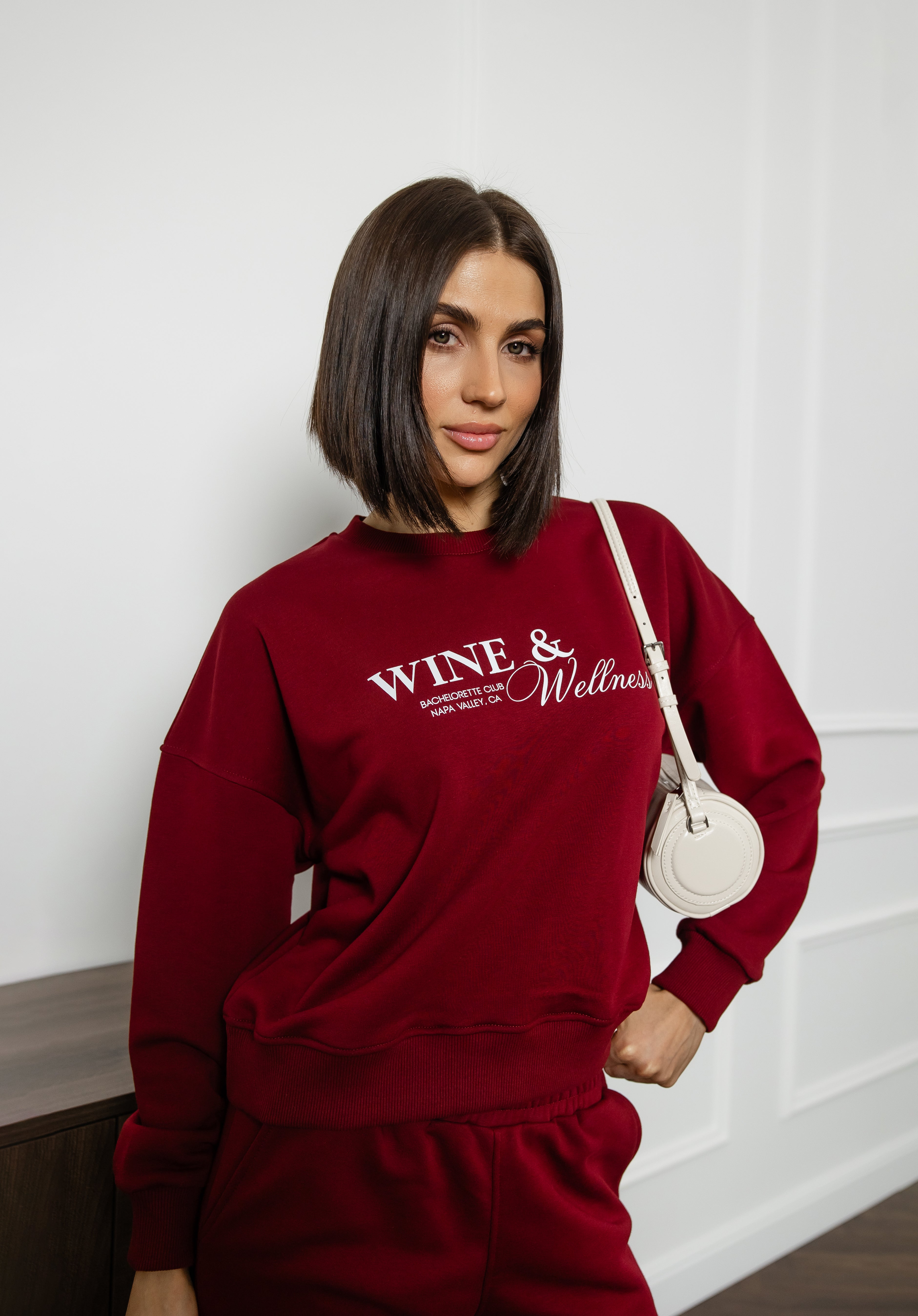 Костюм WINE (палаццо+світшот) бордовий