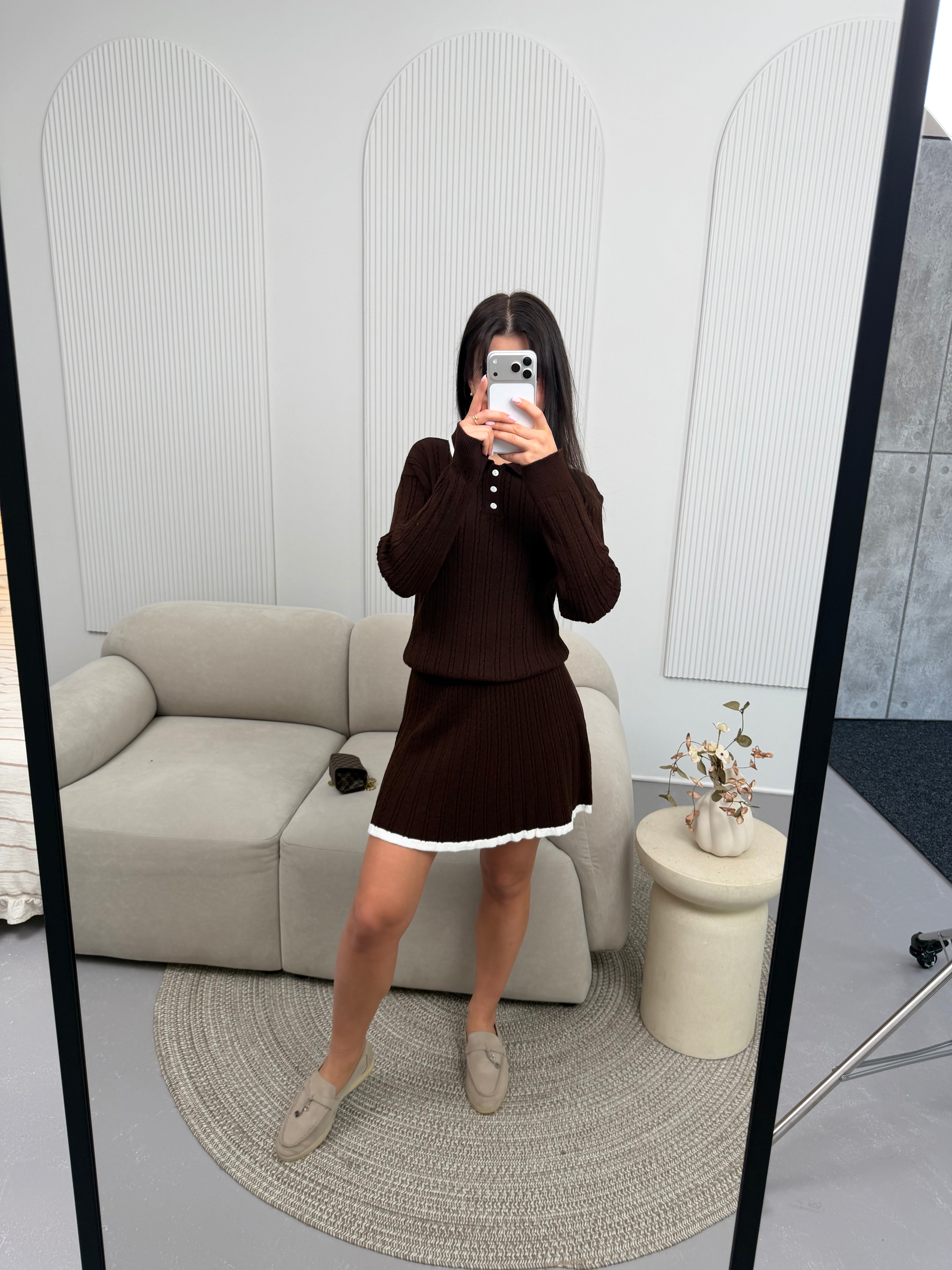 Костюм поло + спідничка шоколад