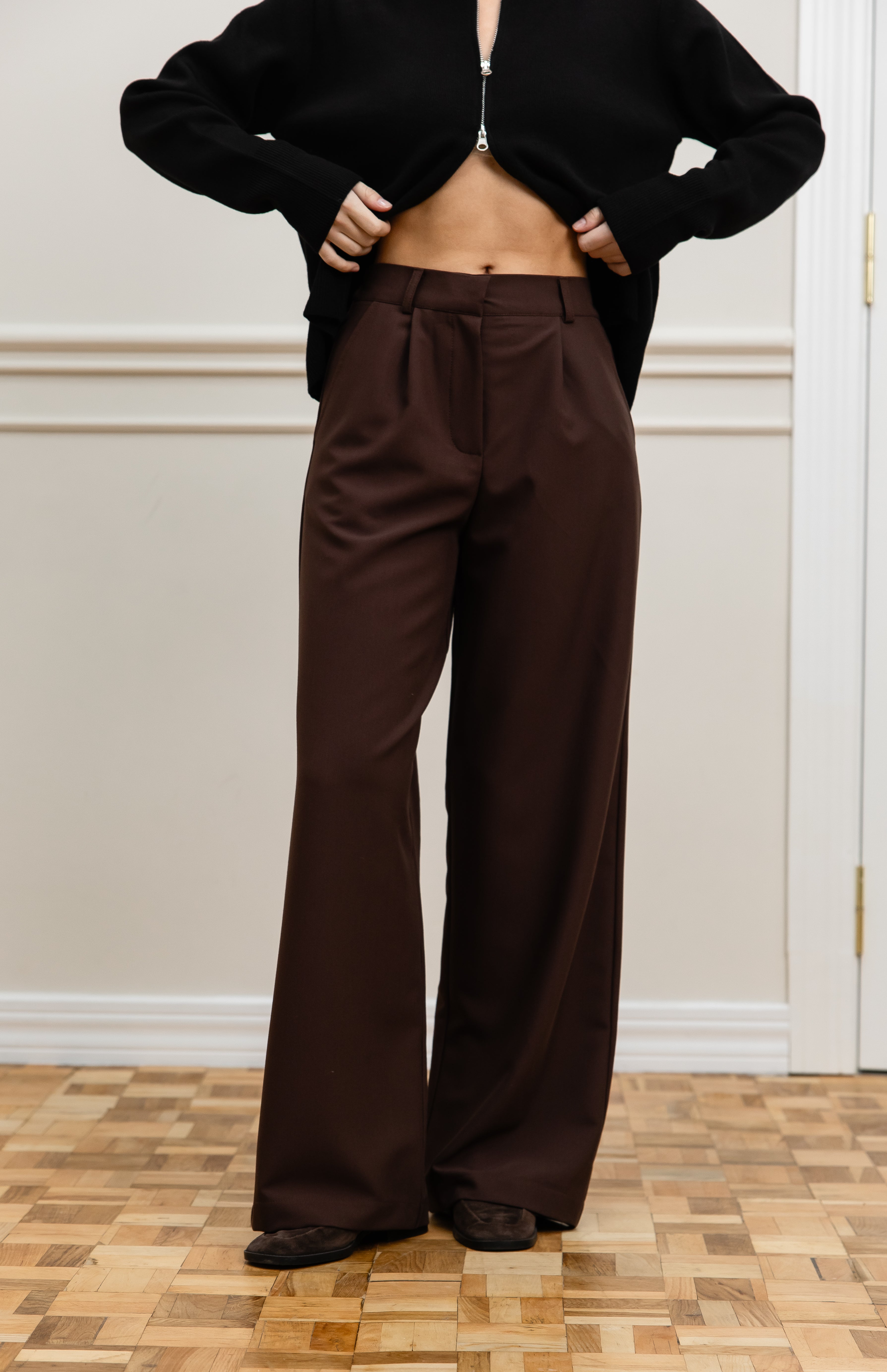 Класичні брюки-палаццо шоколад