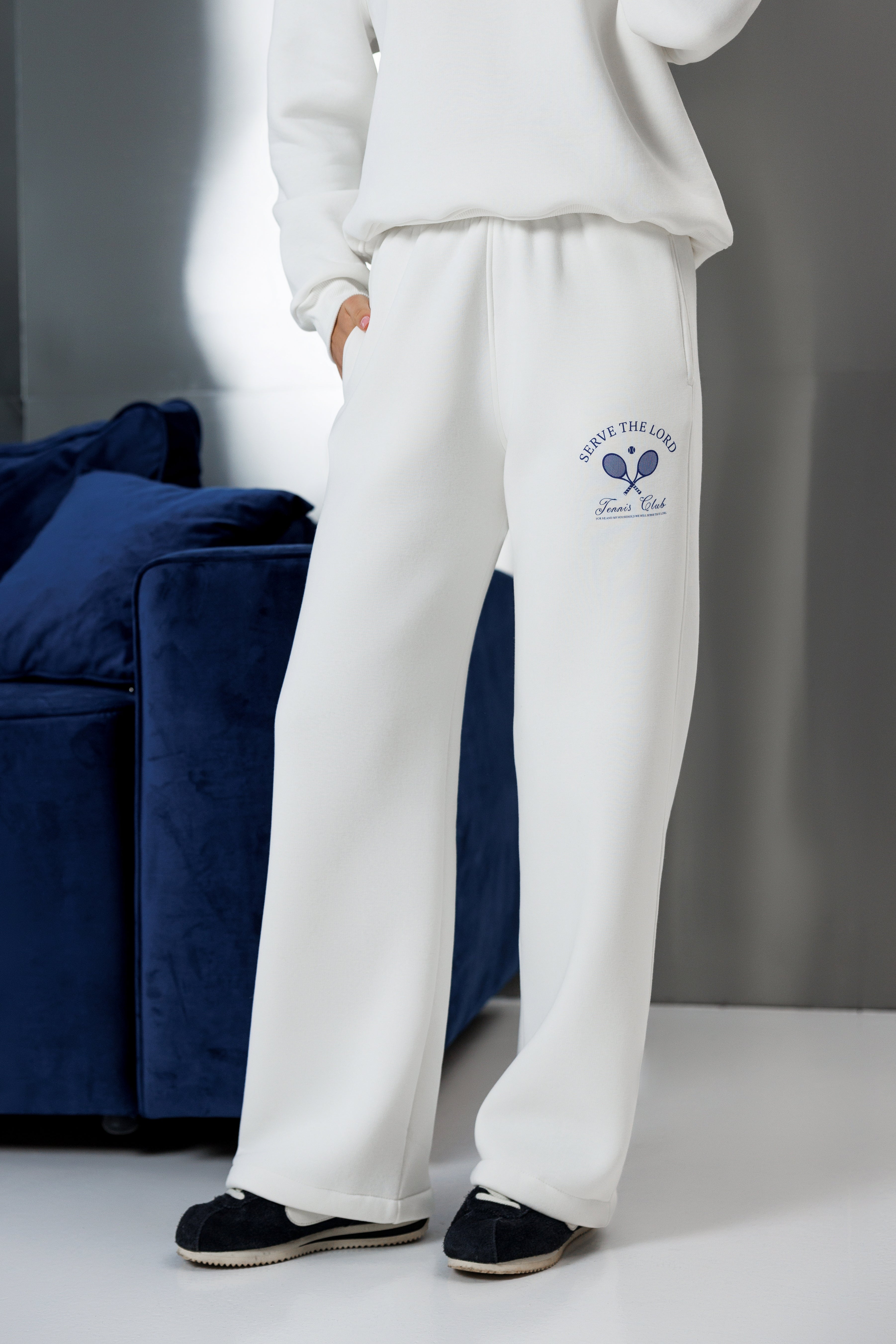 Теплий костюм худі + палаццо/джогери молочний