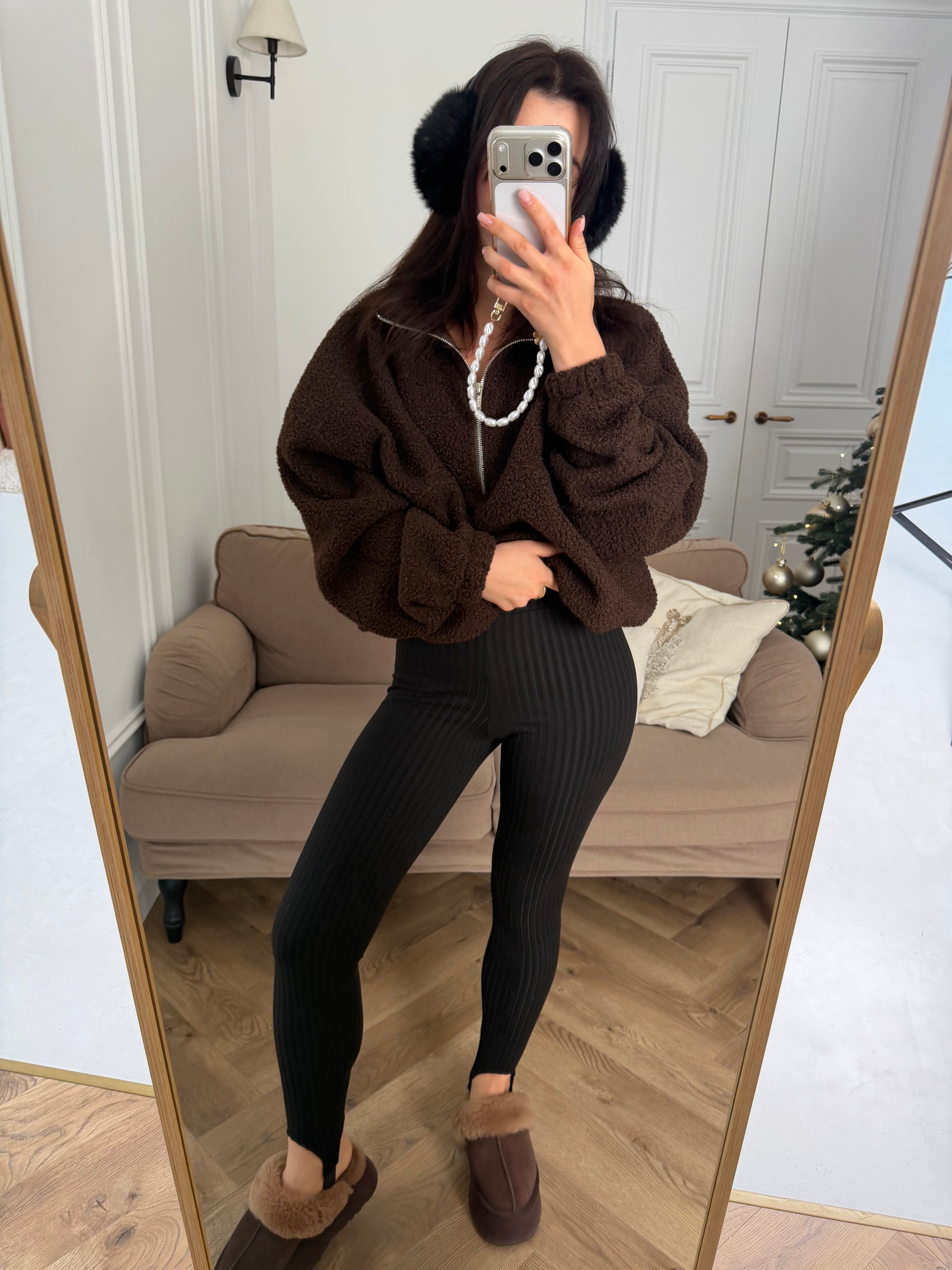 Теплі лосини в рубчик зі штрипкою чорний