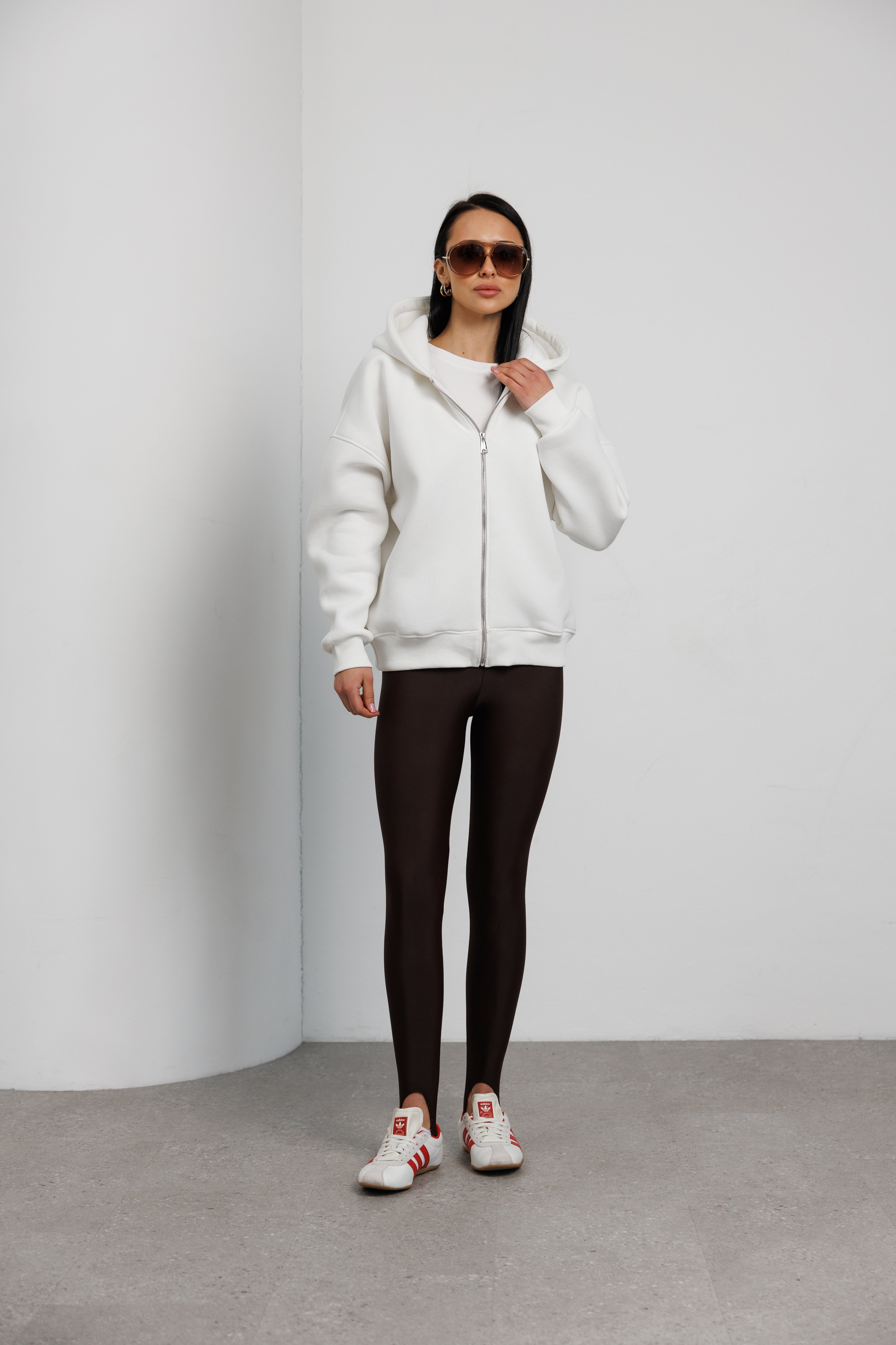 Утеплене zip-худі молочний