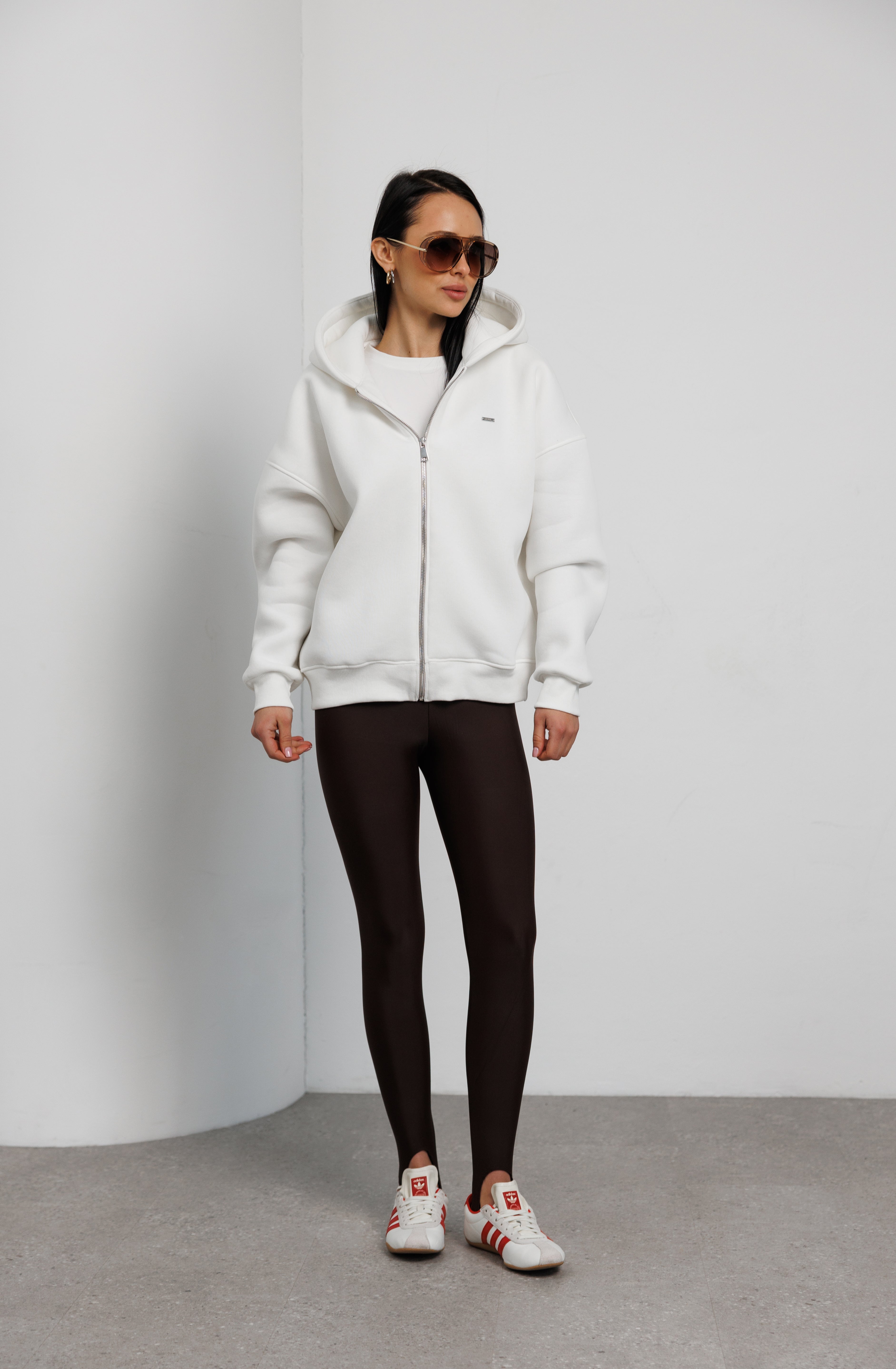 Утеплене zip-худі молочний