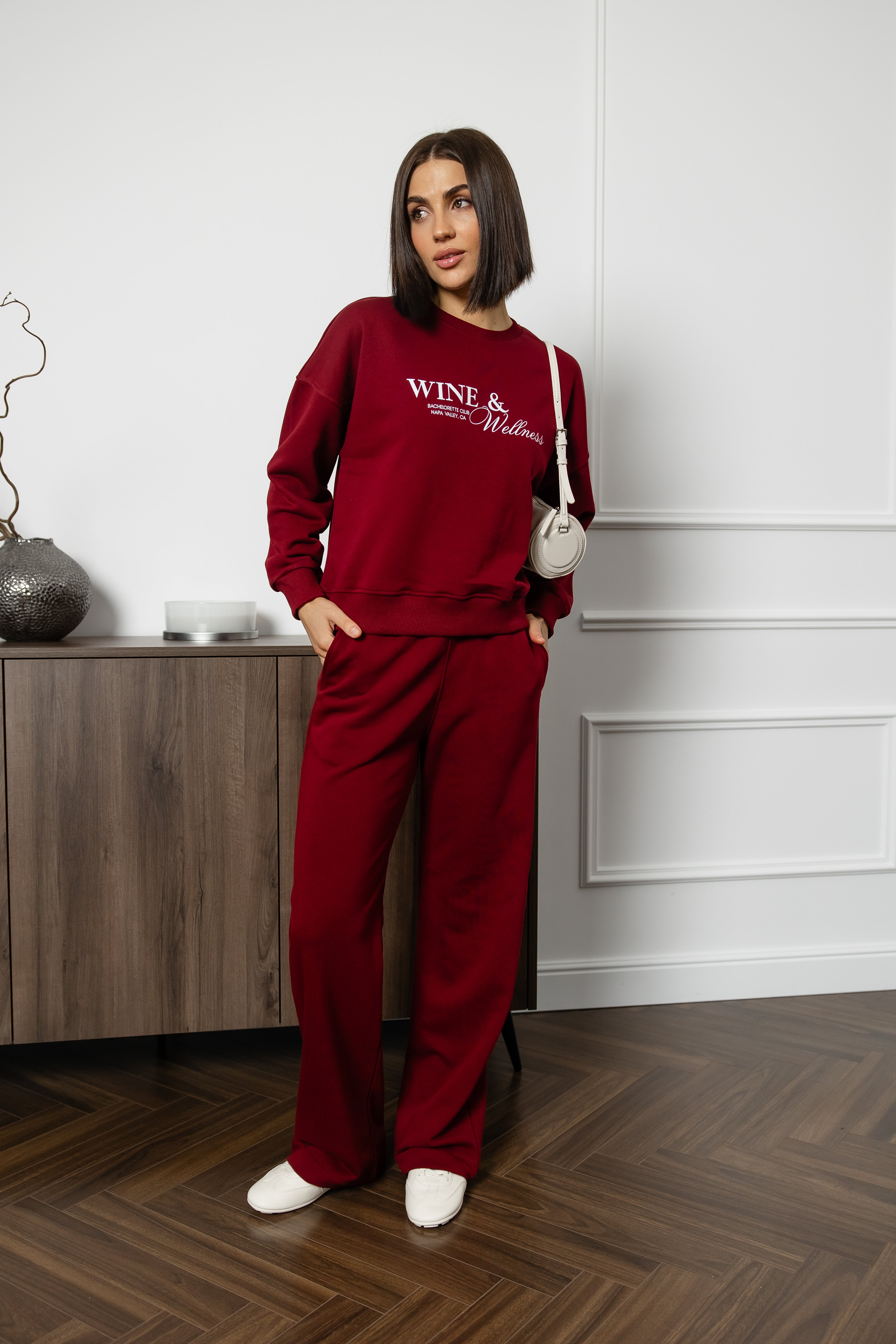 Костюм WINE (палаццо+світшот) бордовий
