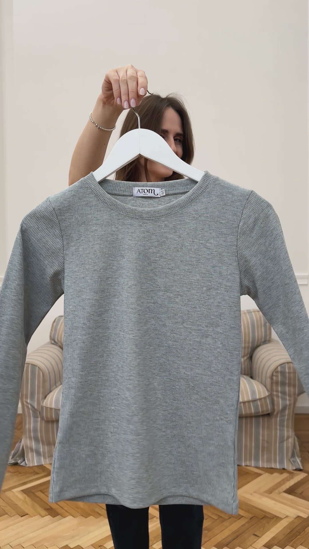 Лонг у рубчик сірий меланж